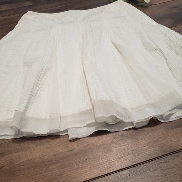 New Style & Co Ivory Silver Metallic Pleated A-Line Skirt Petite Plus 14P - Picture 8 of 12